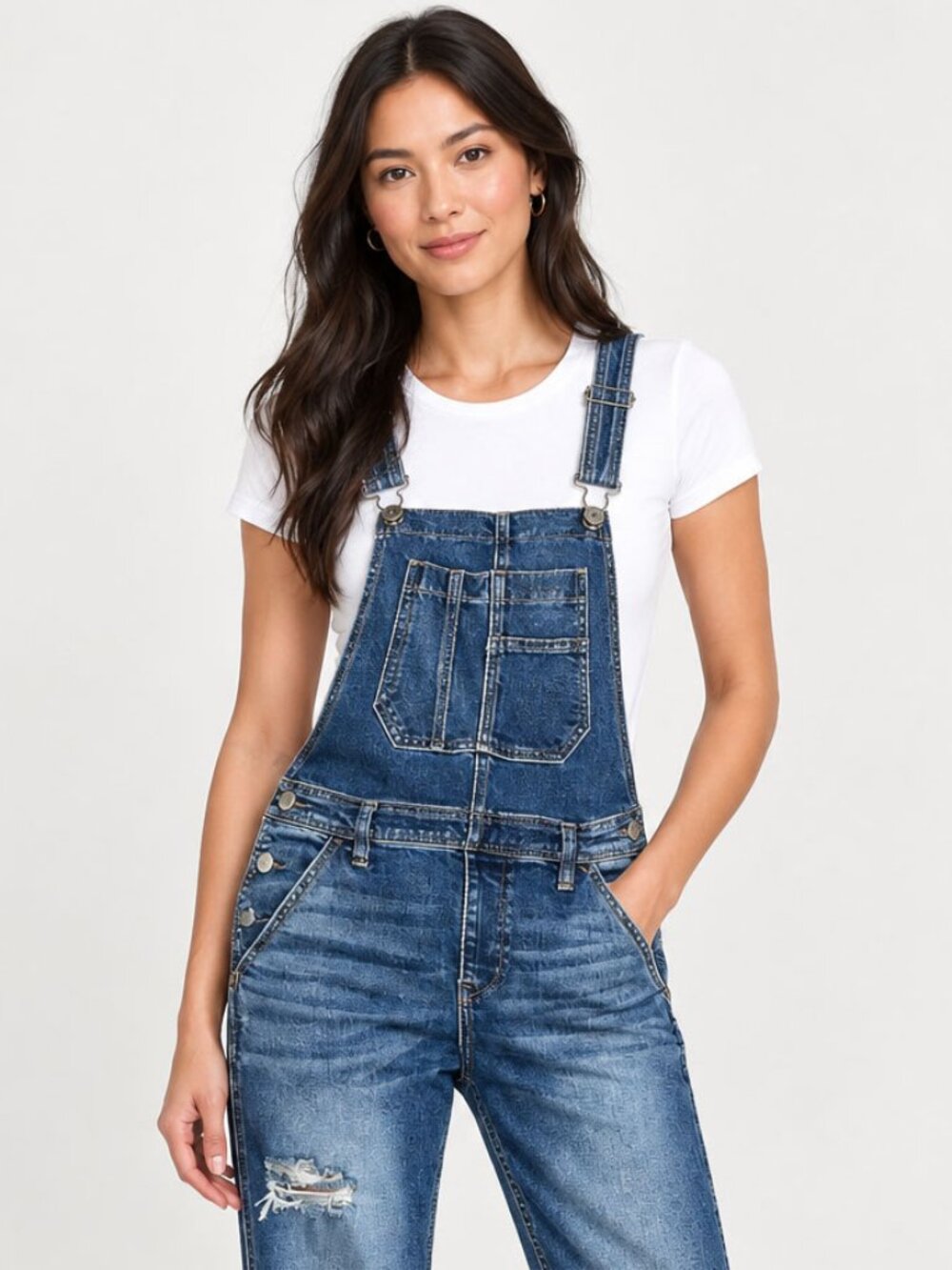 American Eagle Tom Girl Overalls with distressed knees